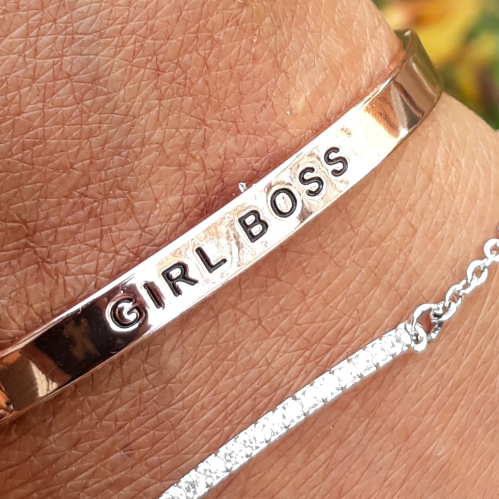 GIRL BOSS Rhinestone Rose Gold Bracelet NWOT!